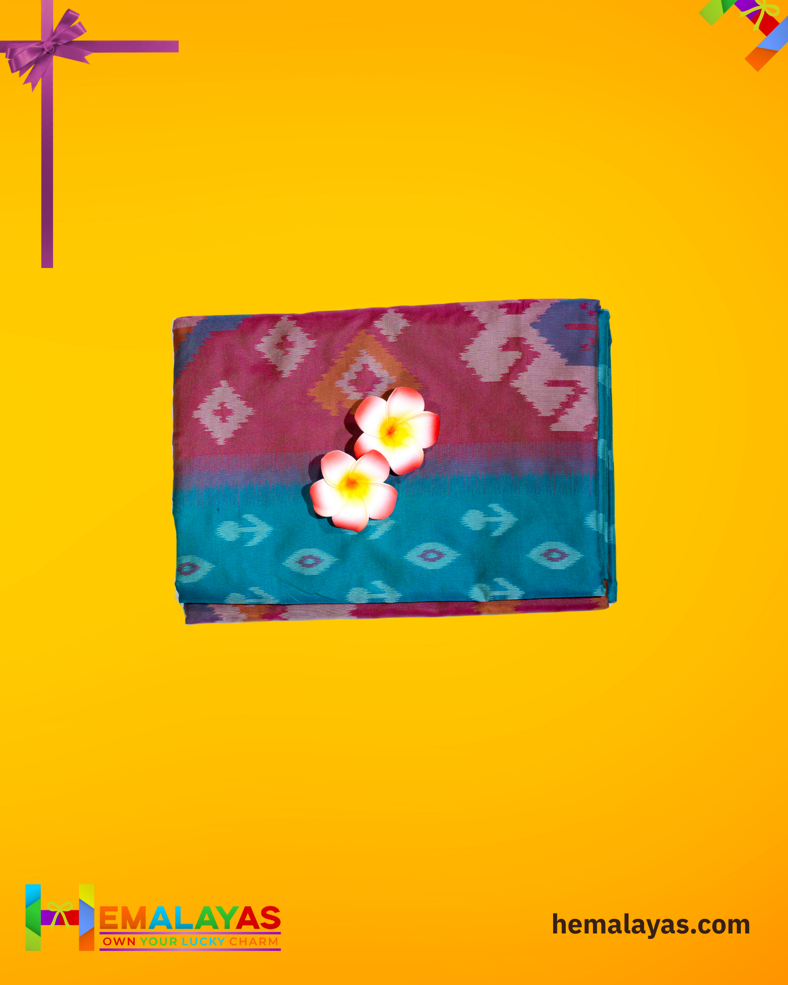 Anandha Blue Ikat Pochampally Silk Saree with Pink Woven Border