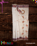 Ivory & Rust Thread Work Semi Cotton Saree