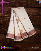 Ivory & Rust Thread Work Semi Cotton Saree