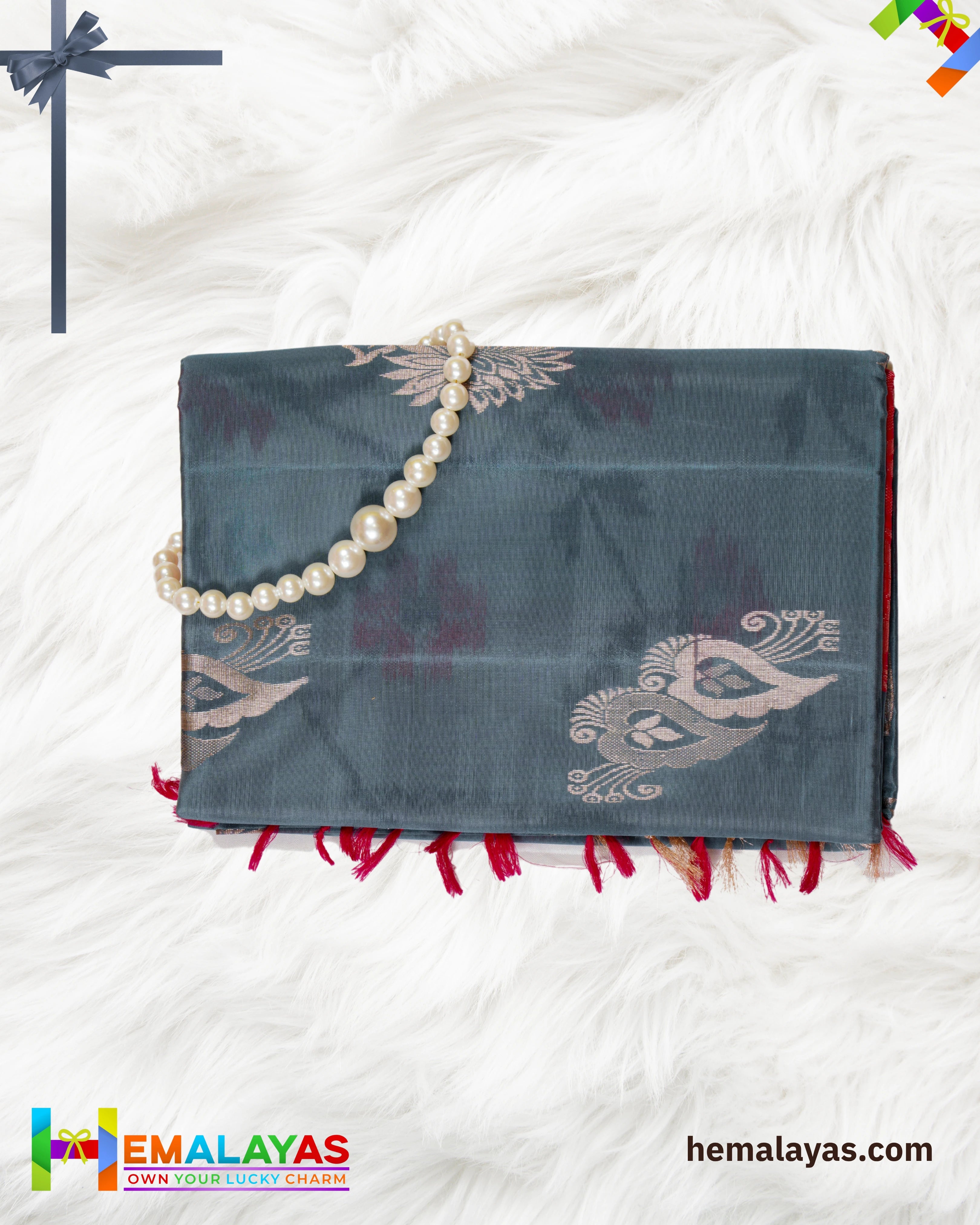 Steel Grey & Pink Luxury Soft Silk Saree