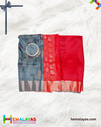 Steel Grey & Pink Luxury Soft Silk Saree