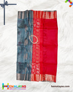 Steel Grey & Pink Luxury Soft Silk Saree