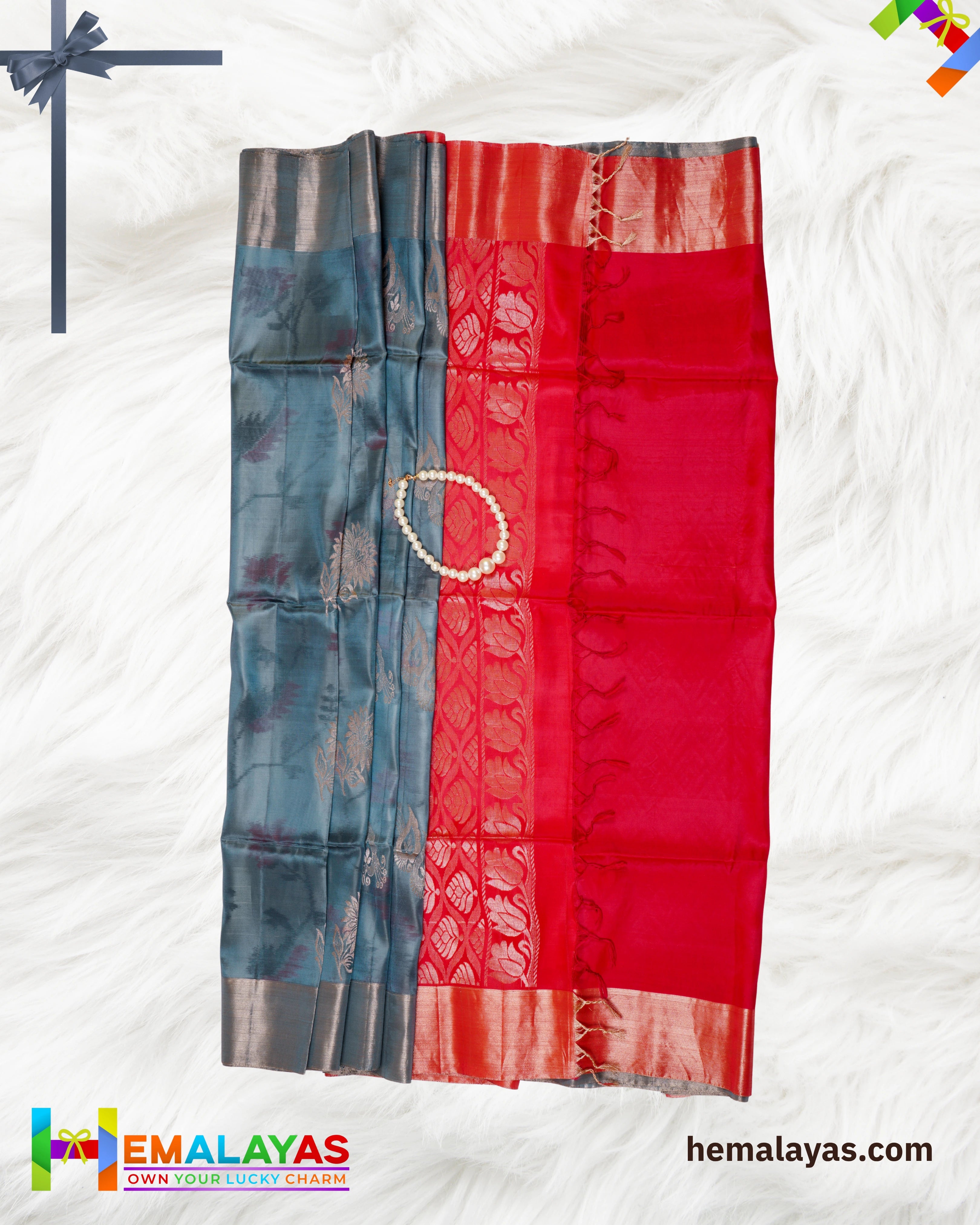 Steel Grey & Pink Luxury Soft Silk Saree