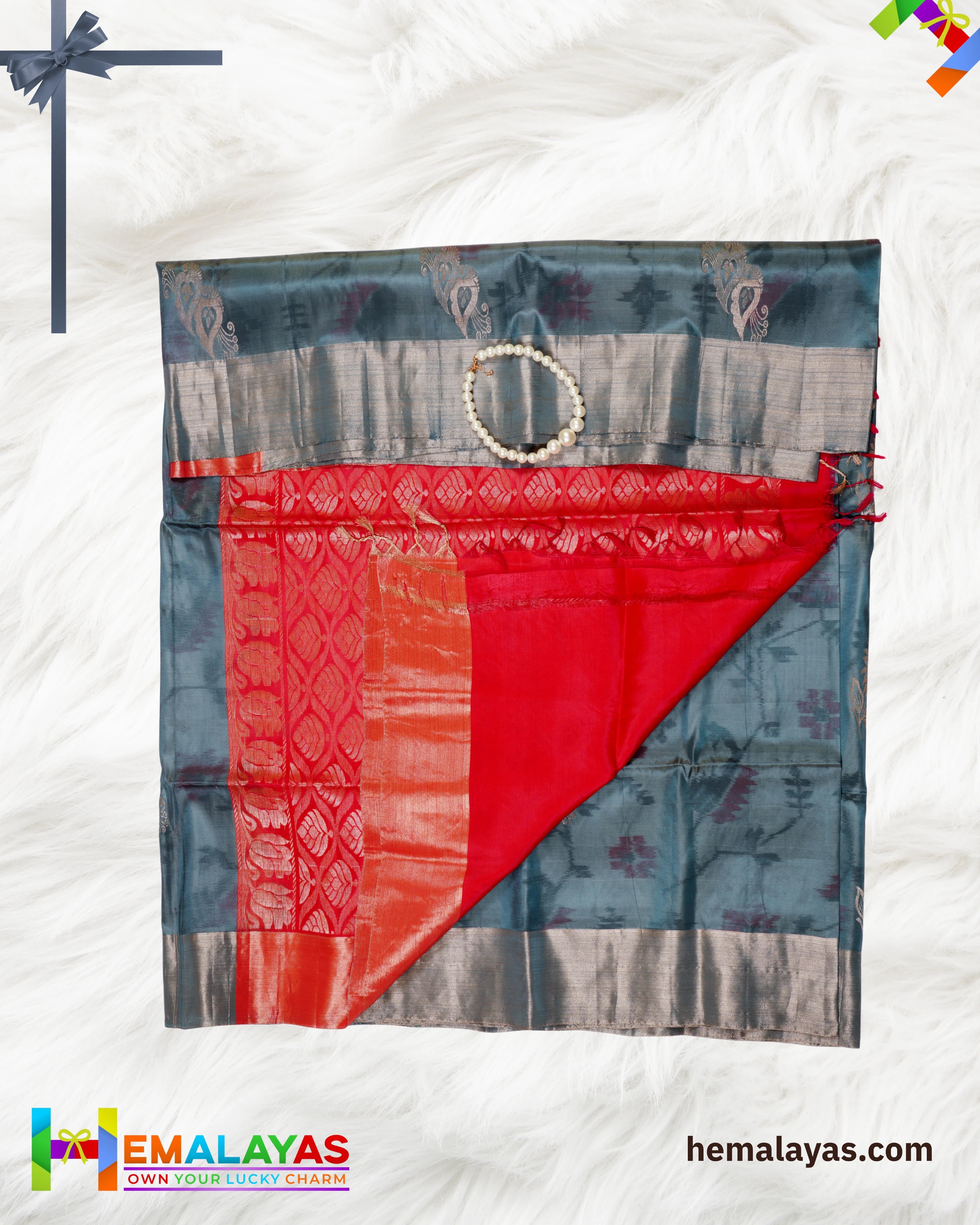 Steel Grey & Pink Luxury Soft Silk Saree