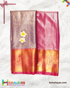 Blue with Pink Kanchipuram Bridal Brocade Saree
