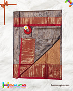 Coffee Brown & Red Bridal Brocade Saree – Kanchipuram Inspired Look