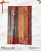 Coffee Brown & Red Bridal Brocade Saree – Kanchipuram Inspired Look