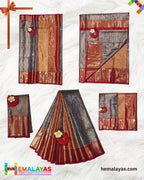 Coffee Brown & Red Bridal Brocade Saree – Kanchipuram Inspired Look
