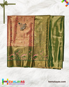 Rust & Green Bridal Brocade Saree – Kanchipuram Inspired Look