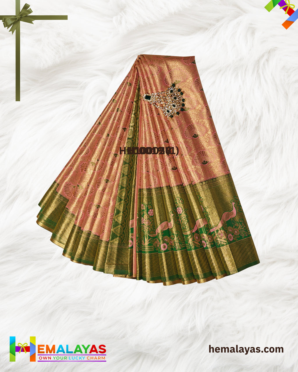 Rust & Green Bridal Brocade Saree – Kanchipuram Inspired Look