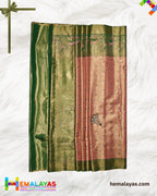 Rust & Green Bridal Brocade Saree – Kanchipuram Inspired Look