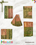 Rust & Green Bridal Brocade Saree – Kanchipuram Inspired Look