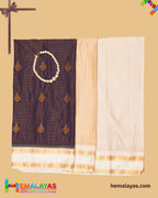 Navy Blue & Cream Vaira Voosi Kanchi Semi Silk Saree
