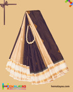 Navy Blue & Cream Vaira Voosi Kanchi Semi Silk Saree