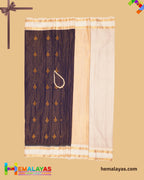 Navy Blue & Cream Vaira Voosi Kanchi Semi Silk Saree