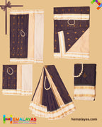 Navy Blue & Cream Vaira Voosi Kanchi Semi Silk Saree