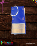 Royal Blue & Silver Zari Vaira Voosi Kanchi Semi Silk Saree – Premium Elegance