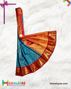 Anantha Blue with Red Border Vaira Voosi Kanchi Semi Silk Saree