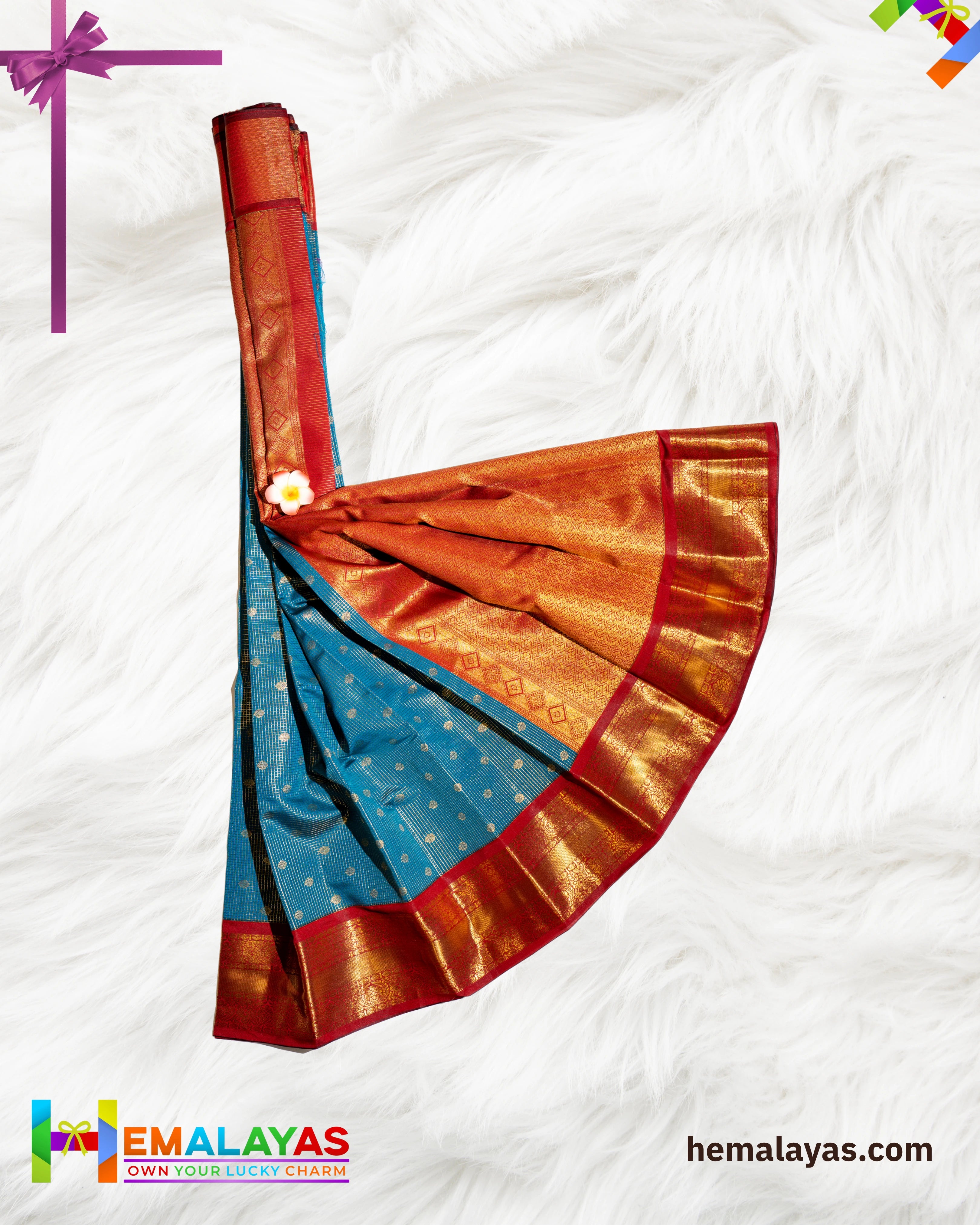 Anantha Blue with Red Border Vaira Voosi Kanchi Semi Silk Saree