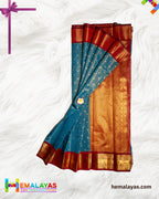 Anantha Blue with Red Border Vaira Voosi Kanchi Semi Silk Saree