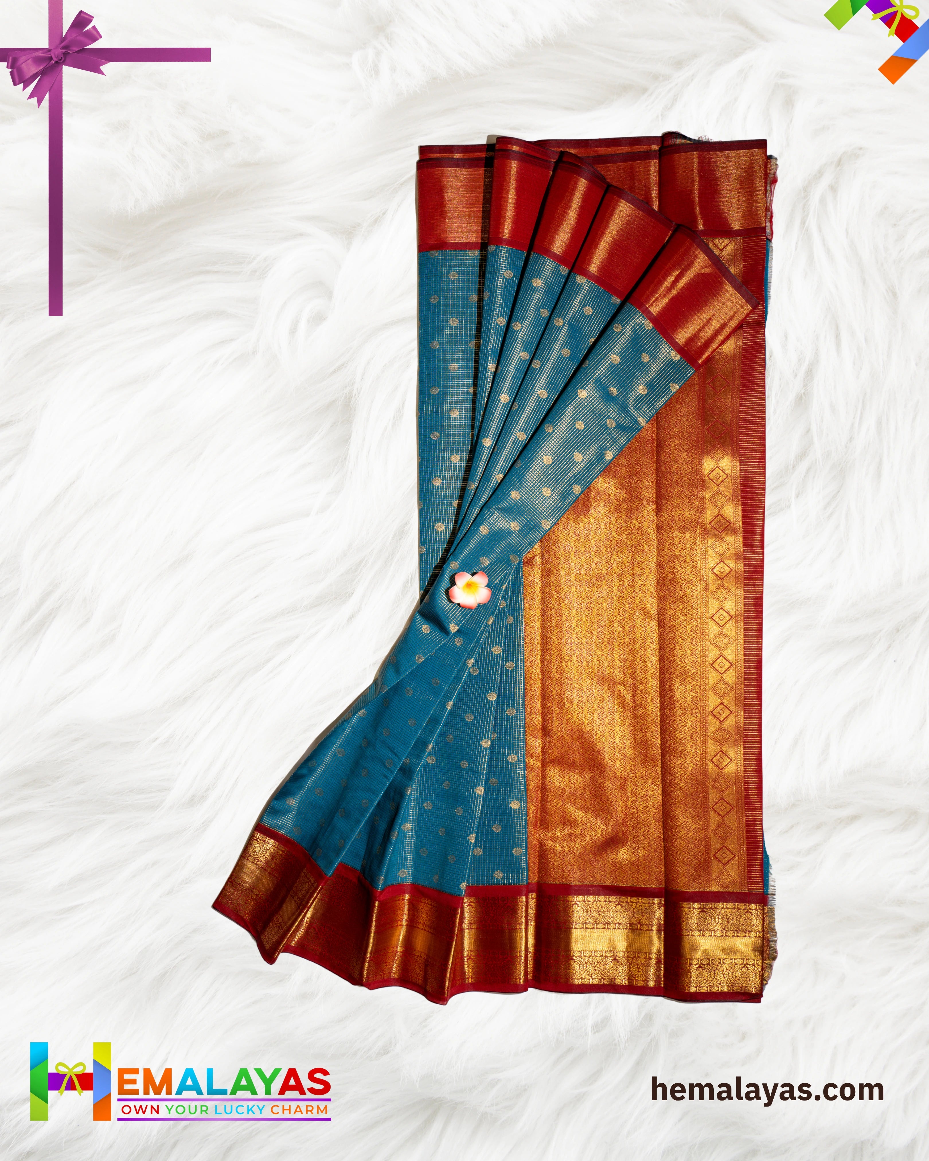 Anantha Blue with Red Border Vaira Voosi Kanchi Semi Silk Saree