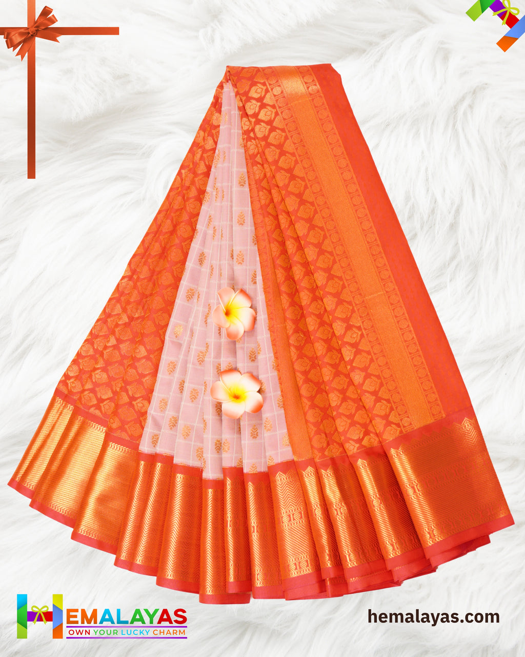 Pink & Red Koorvai Border Semi Silk Saree