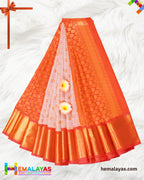 Pink & Red Koorvai Border Semi Silk Saree
