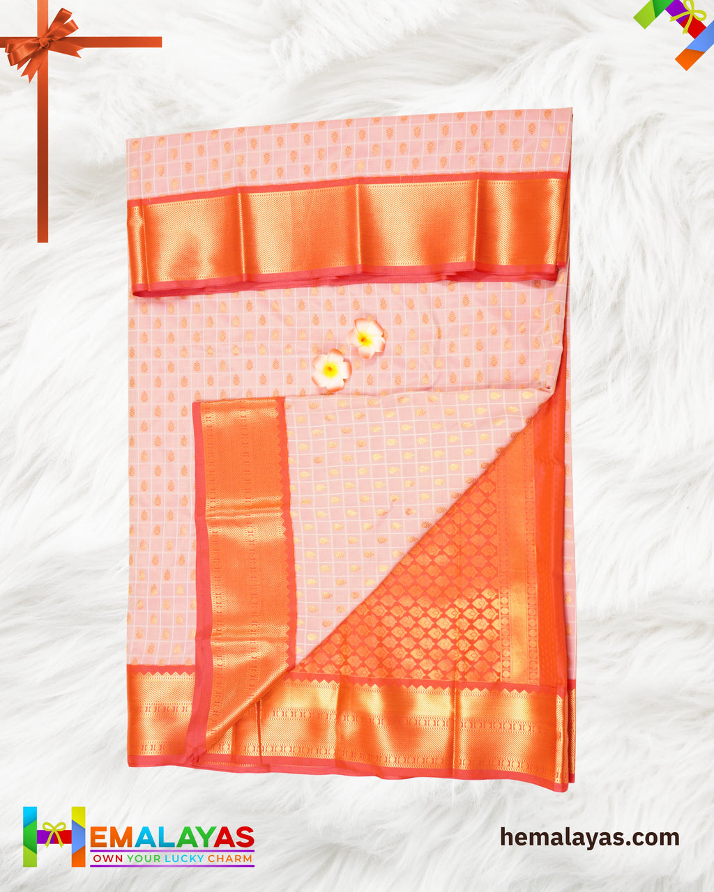 Pink & Red Koorvai Border Semi Silk Saree