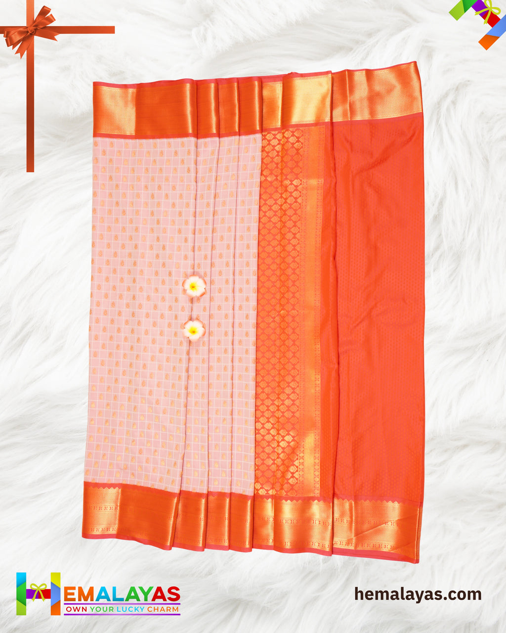 Pink & Red Koorvai Border Semi Silk Saree