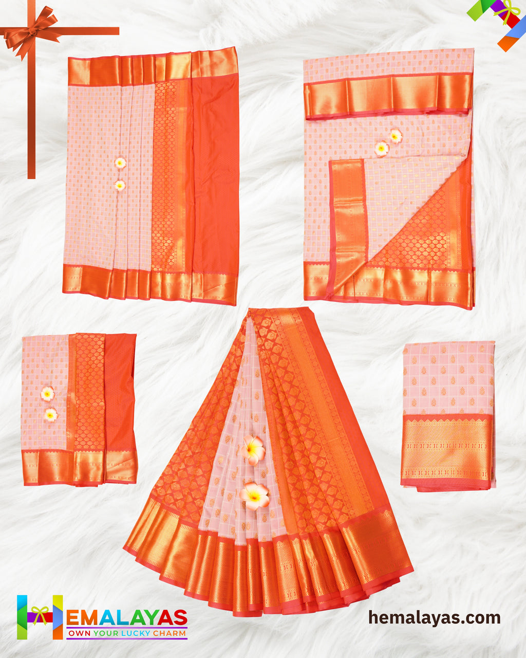 Pink & Red Koorvai Border Semi Silk Saree