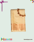 Cream Gold Meena Brocade Semi-Silk Saree