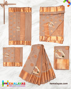 Classic Grey Zari Butta Semi-Silk Saree