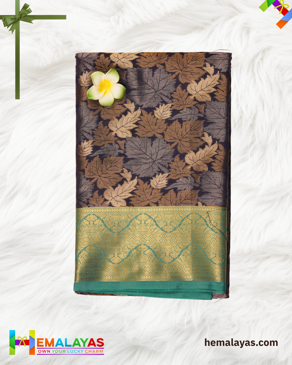 Navy Blue and Vibrant Green Kanchi Mix Bridal Tissue Saree