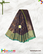 Navy Blue and Vibrant Green Kanchi Mix Bridal Tissue Saree