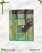Navy Blue and Vibrant Green Kanchi Mix Bridal Tissue Saree