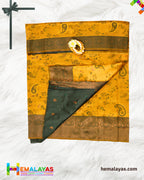 Mustard Yellow and Deep Green Kanchipuram Semi-Silk Saree