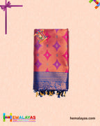 Rust Orange and Royal Blue Kanchipuram Semi-Silk Saree