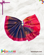 Royal Blue and Bright Pink Kanchi Mix Bridal Tissue Saree