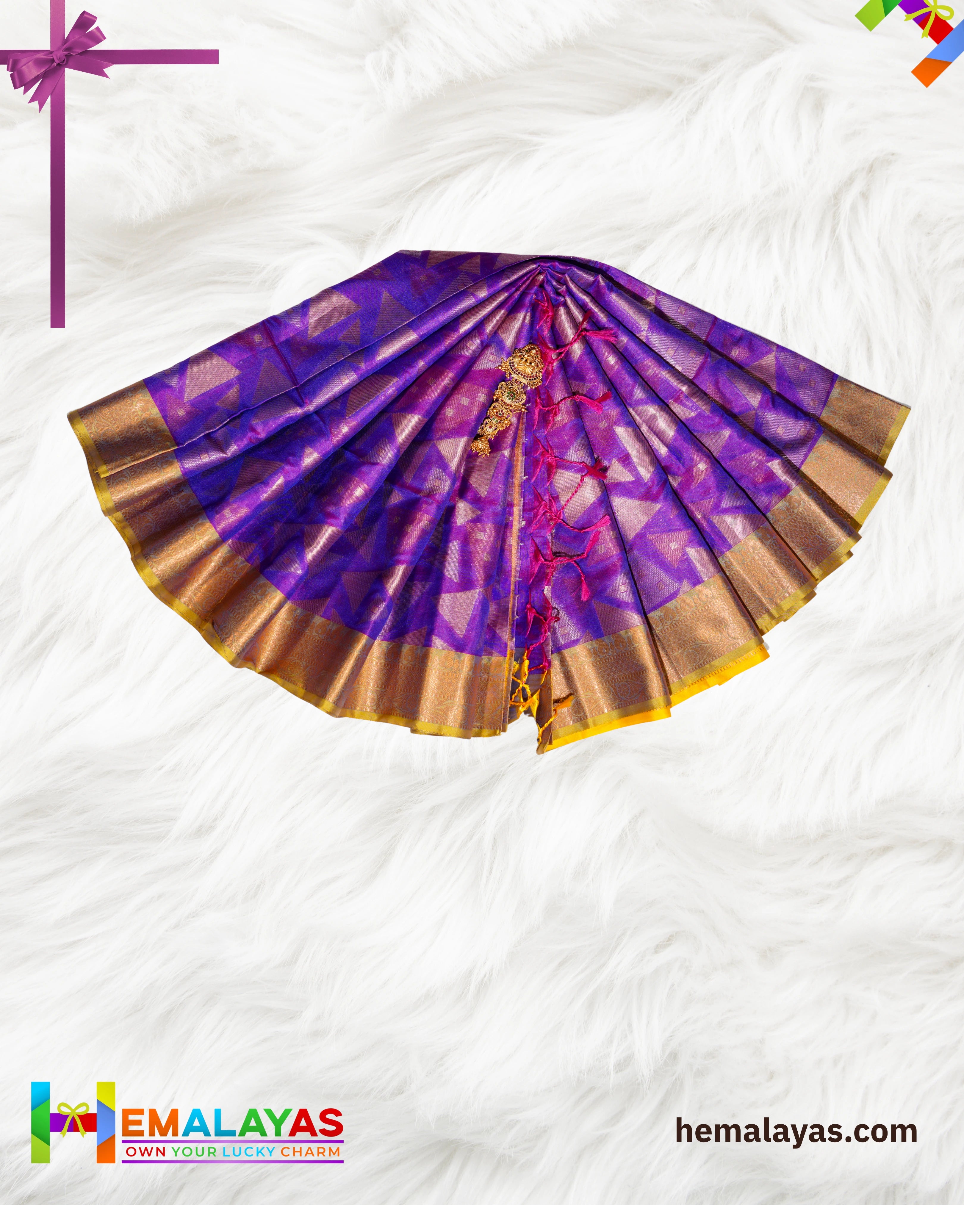 Royal Purple & Gold Kanchipuram Semi-Silk Saree