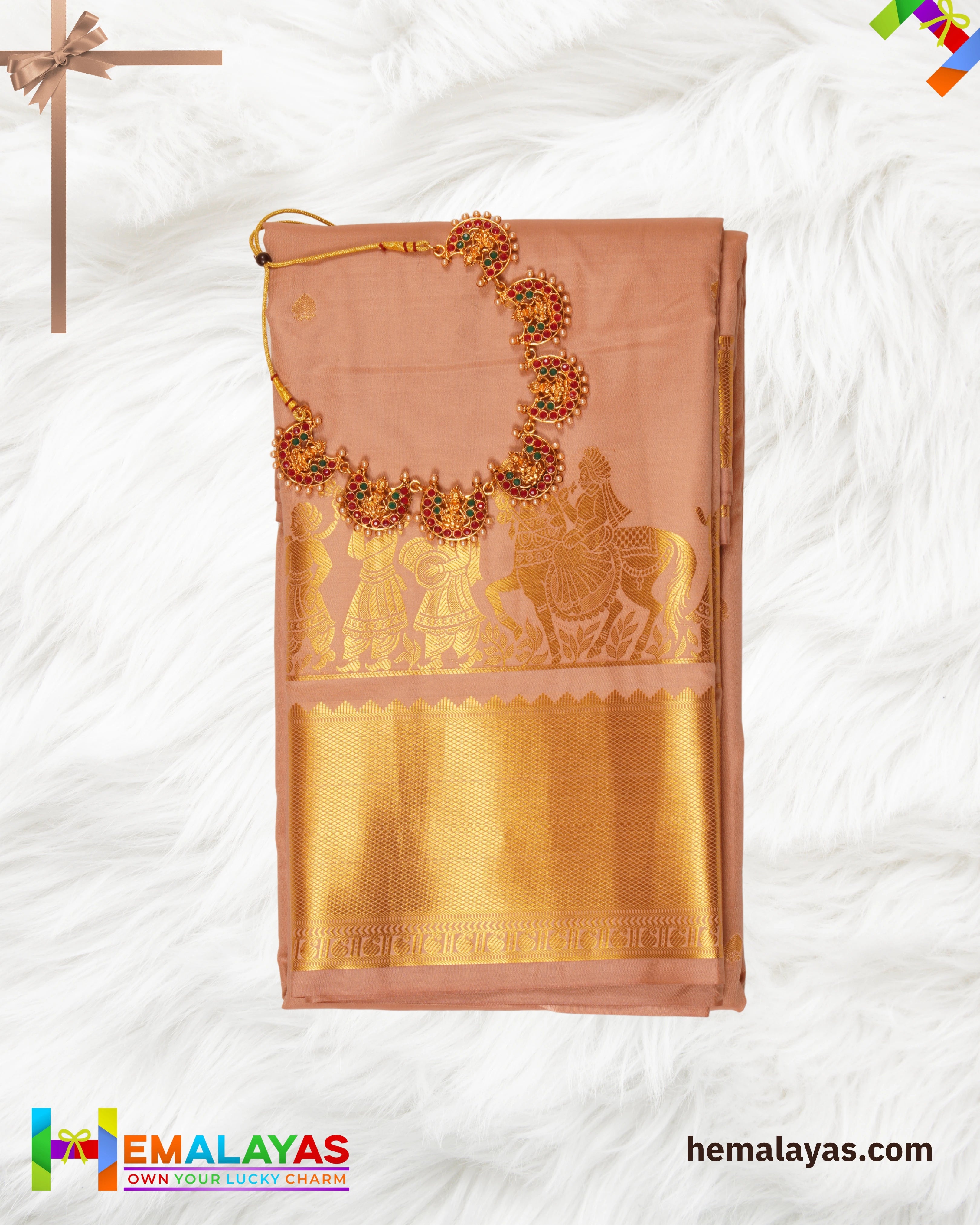 Onion Pink Semi Silk Pallaku Design Saree