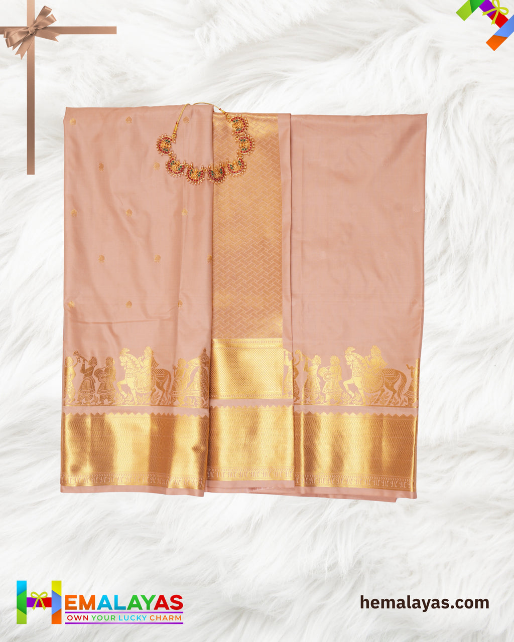 Onion Pink Semi Silk Pallaku Design Saree