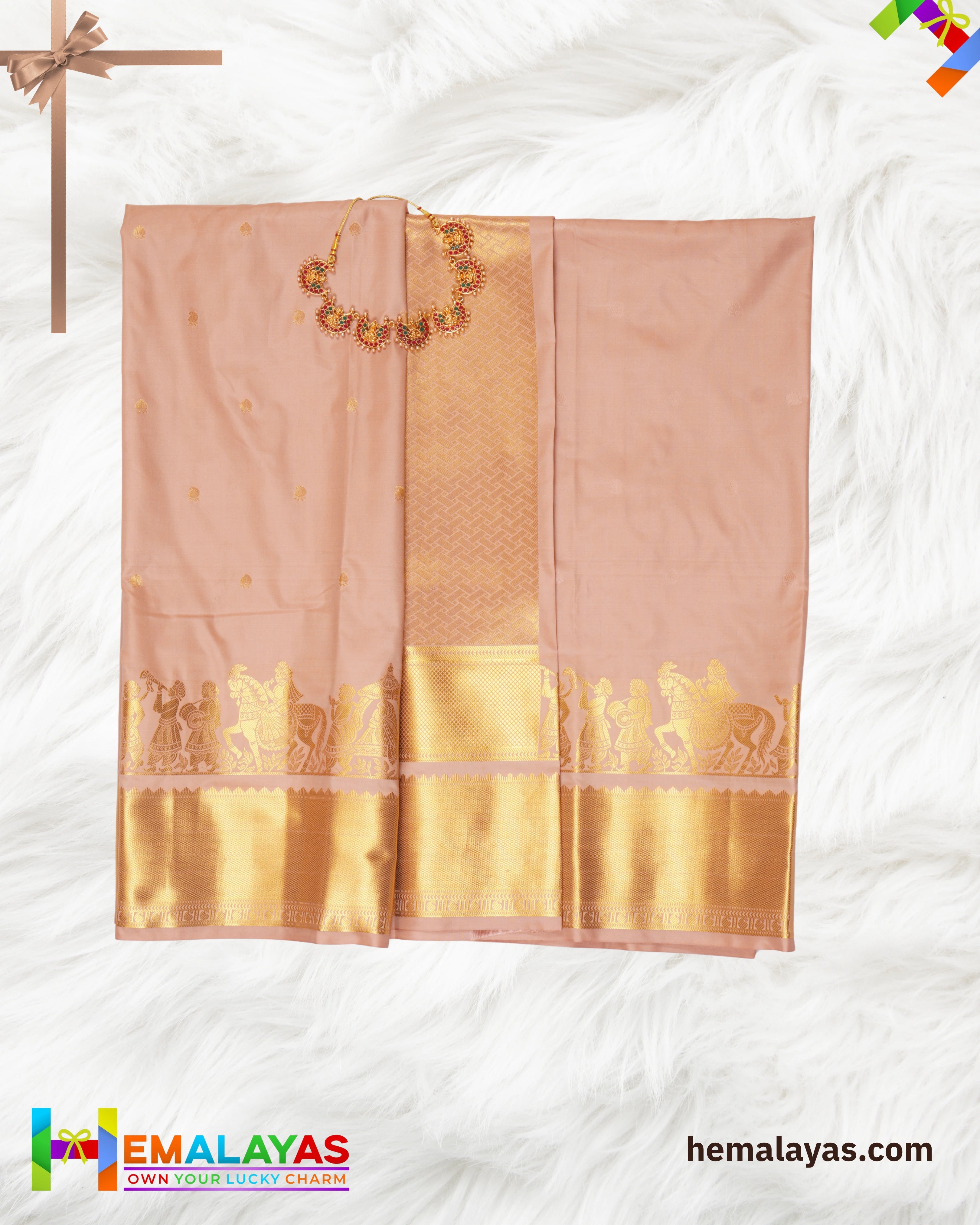 Onion Pink Semi Silk Pallaku Design Saree