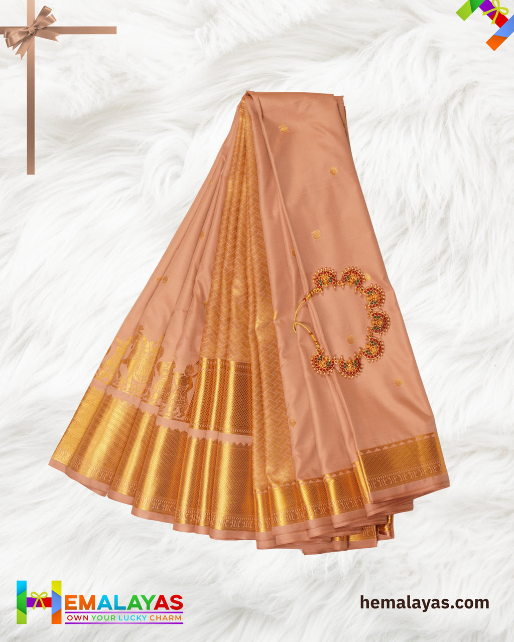 Onion Pink Semi Silk Pallaku Design Saree