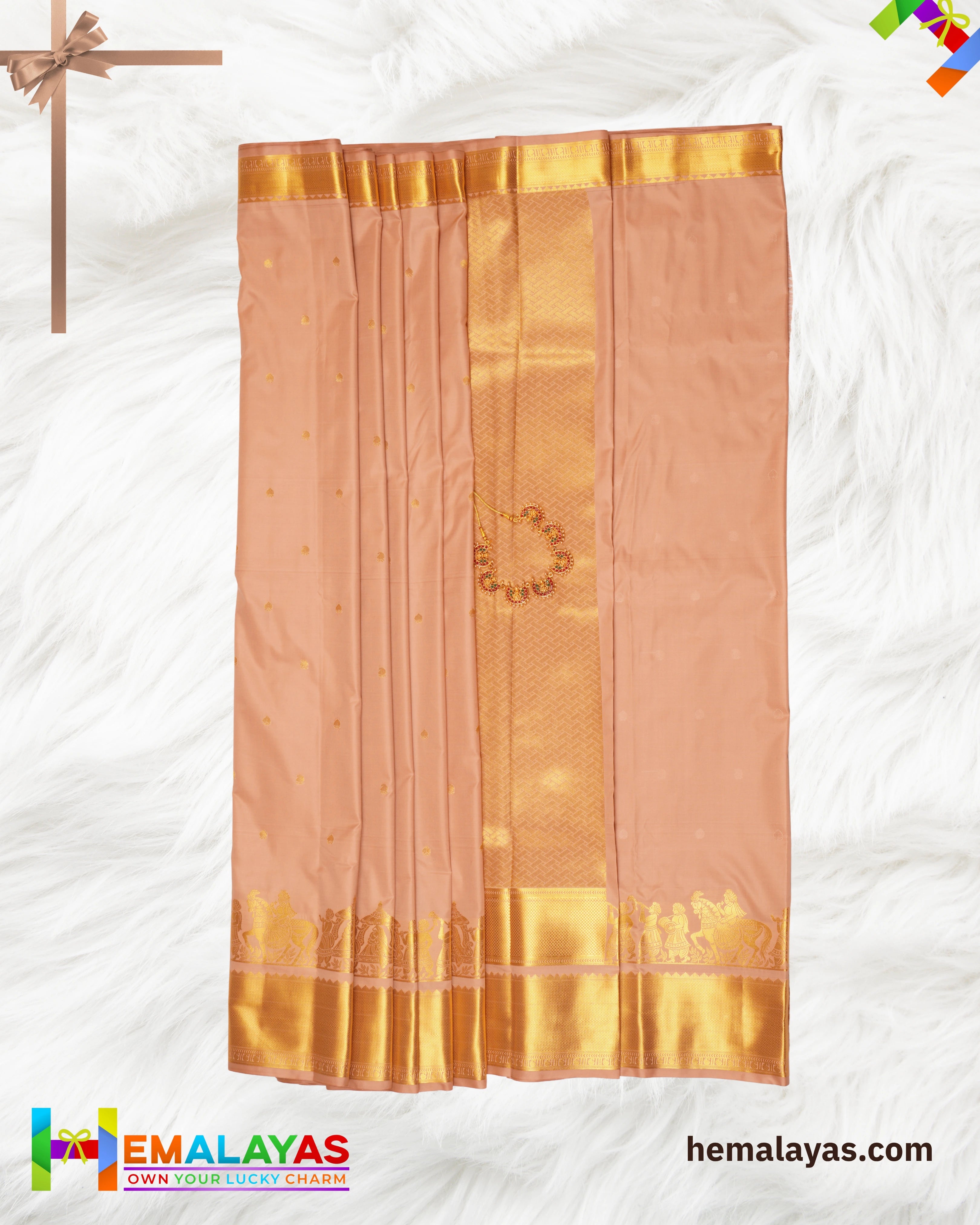 Onion Pink Semi Silk Pallaku Design Saree