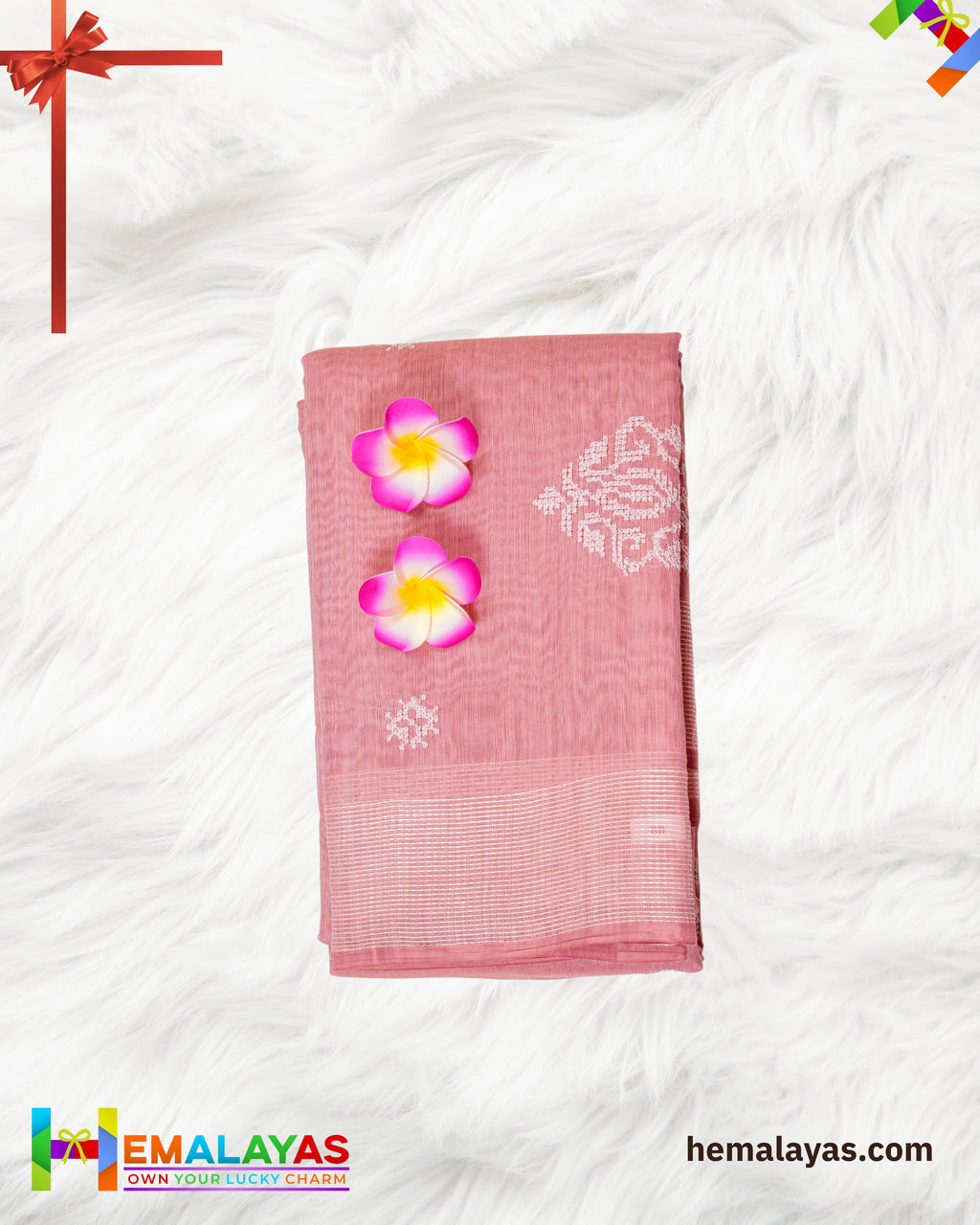 Pink Thread Work Semi Cotton Saree