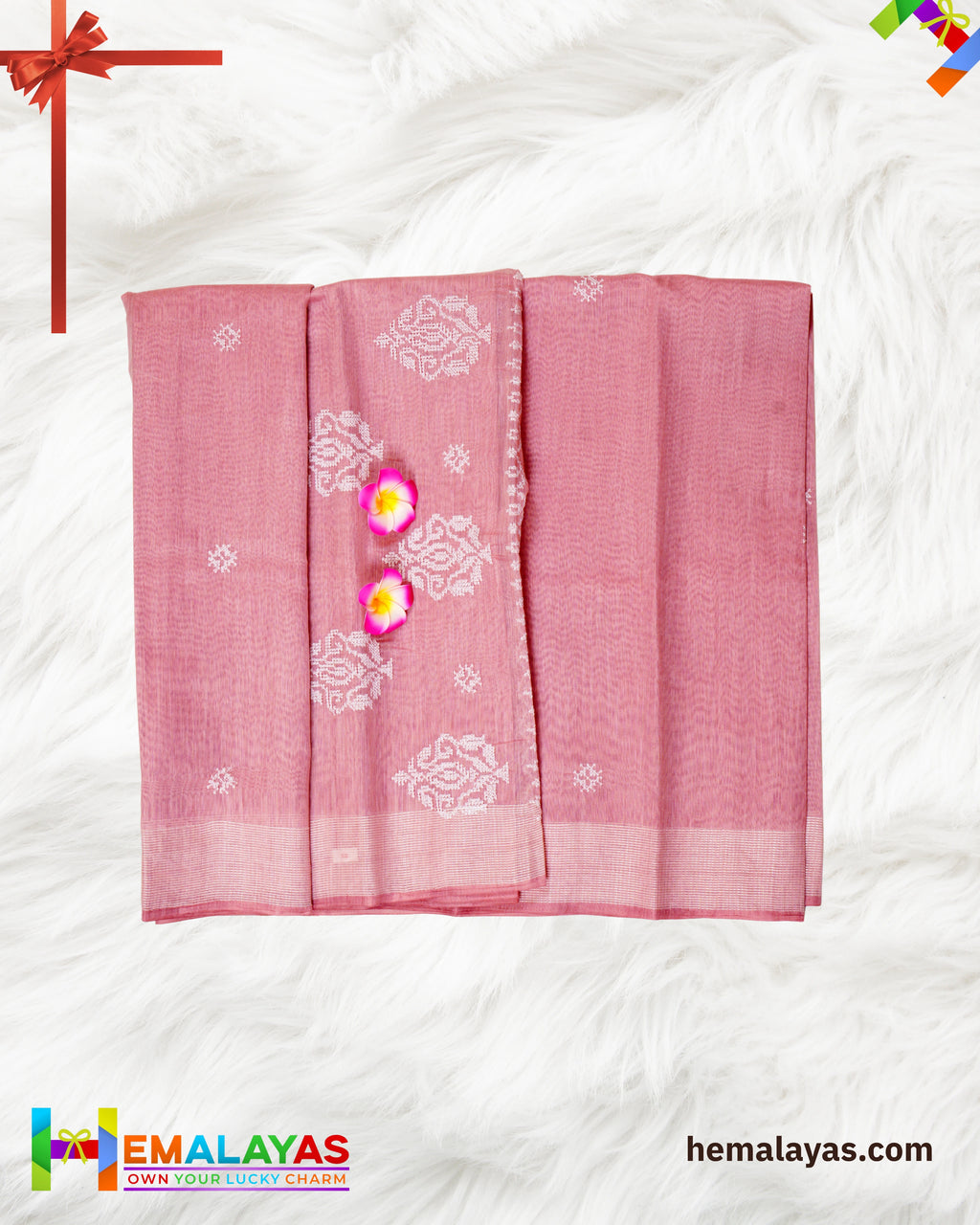 Pink Thread Work Semi Cotton Saree