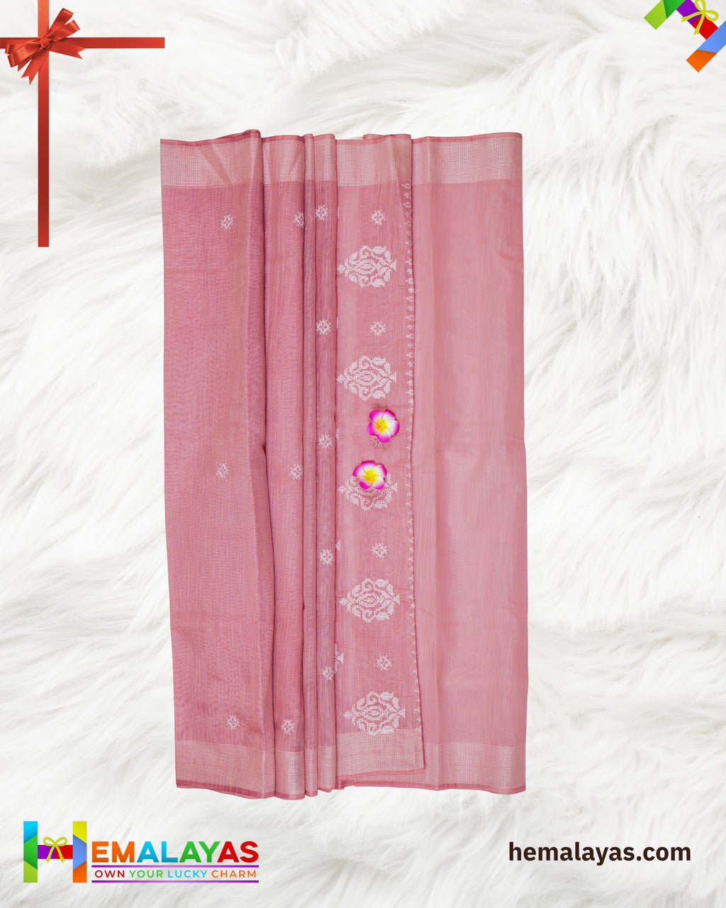 Pink Thread Work Semi Cotton Saree