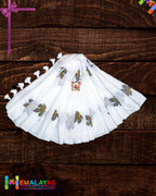 White Mul Cotton Saree with Big Leaf Embroidery