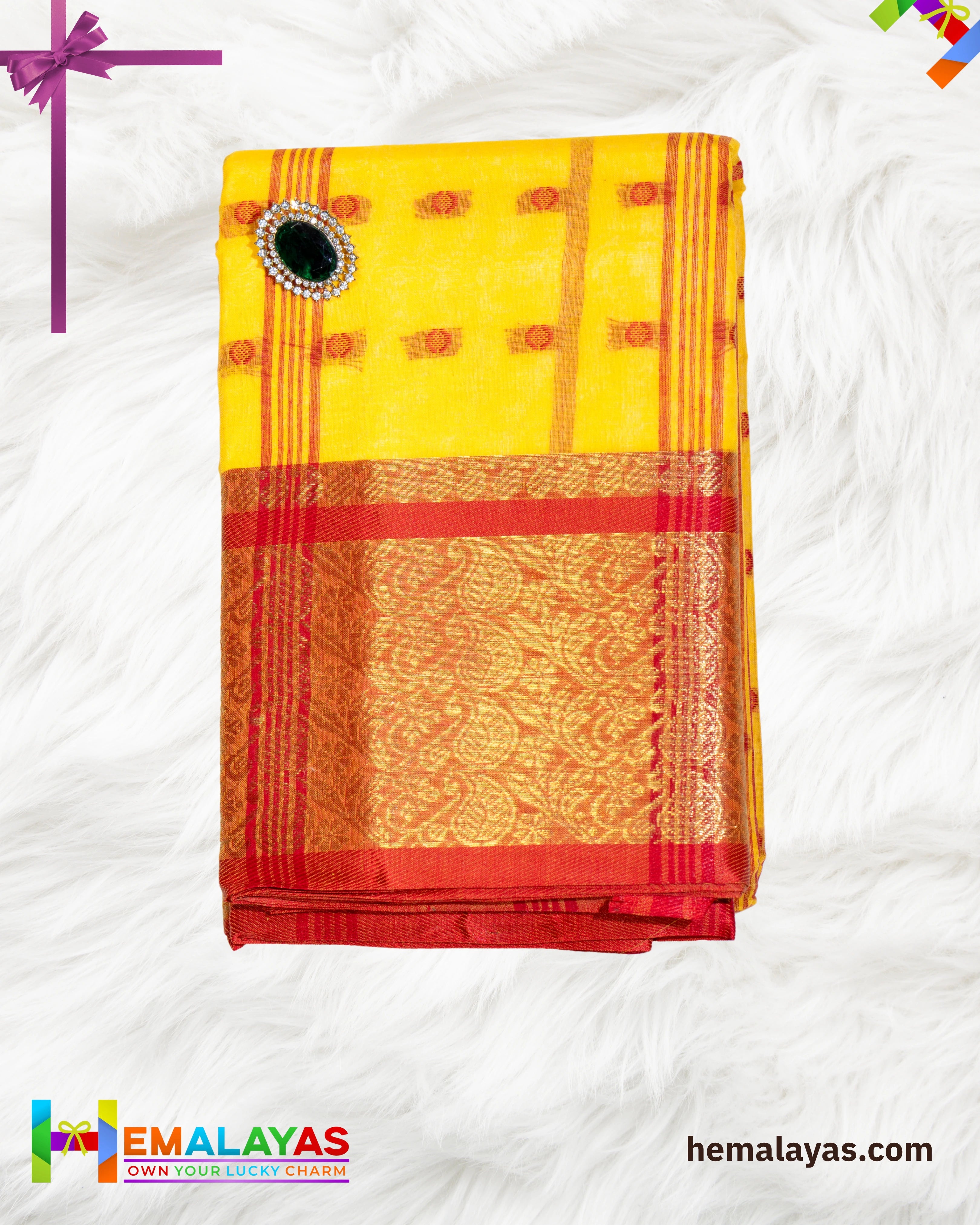 Yellow Traditional Bengal Cotton Tant Saree with Zari Border