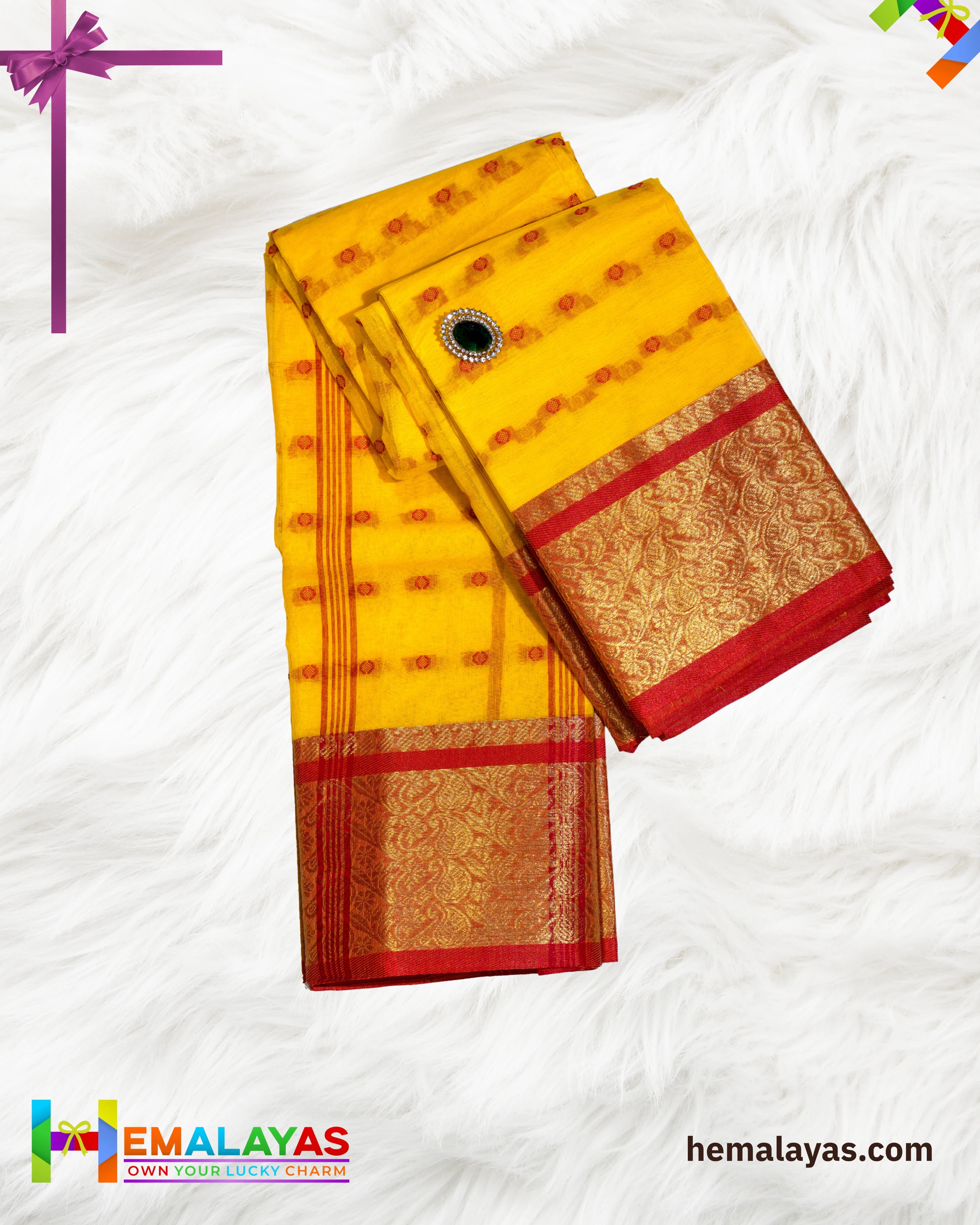 Yellow Traditional Bengal Cotton Tant Saree with Zari Border